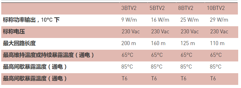 美國瑞侃進口BTV-CT電伴熱線